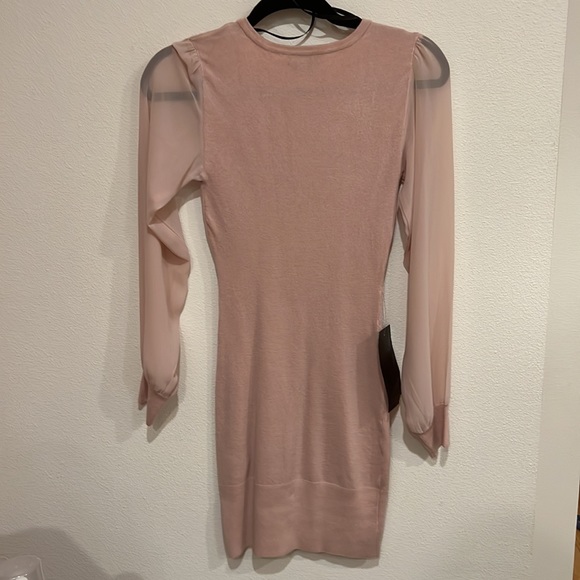 Dusty pink Bebe knit dress with sheer sleeves - Picture 2 of 4